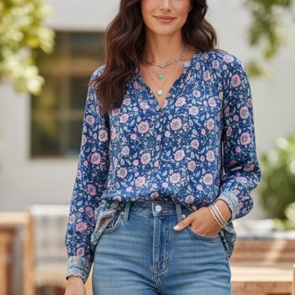 J.Crew Floral Cotton Long Sleeve Blouse Size 4